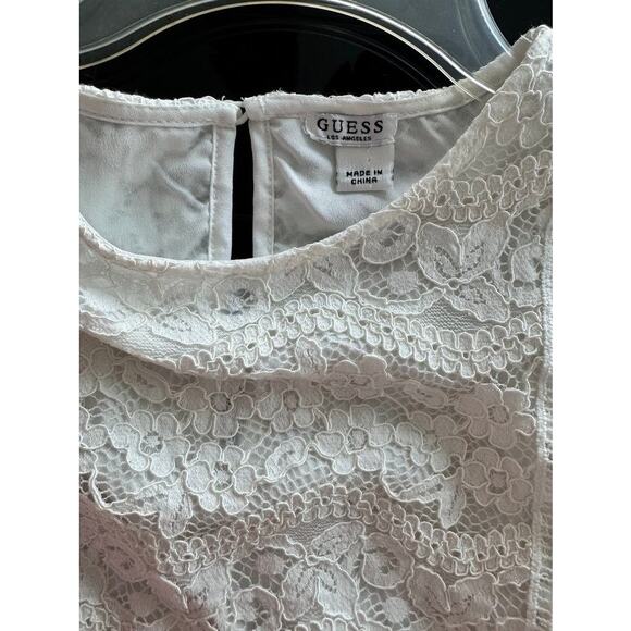 Guess White Lace Ruffle Trim Sleeveless Top Size Girls 16 - Picture 11 of 15